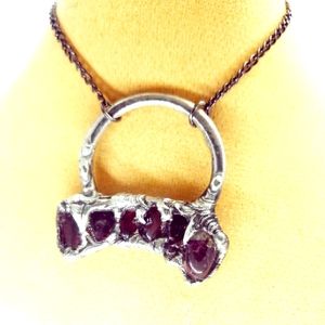 Garnet vampire fang crystal necklace handmade costume Halloween jewelry  gothic